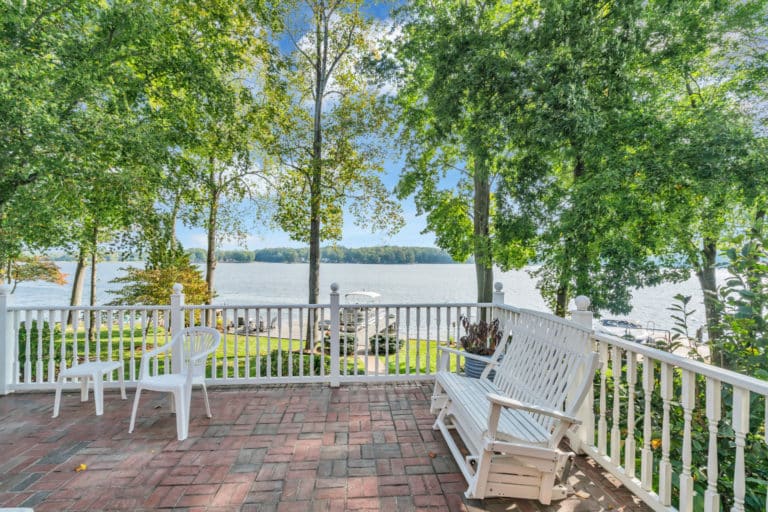 Outdoor with white bench