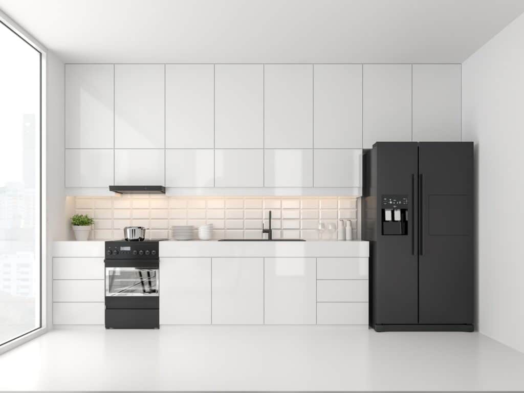 Modern kitchen with flat slab cabinets