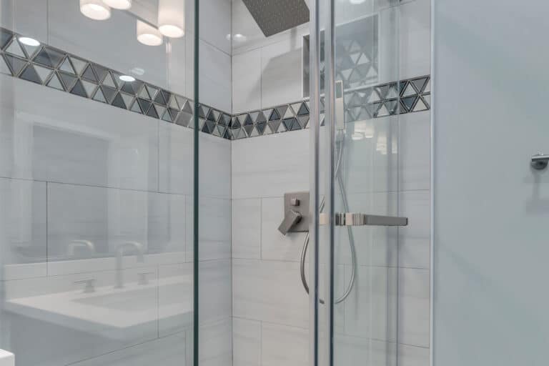 Shower with glass door