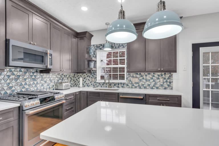 White countertop on kitchen island