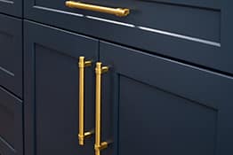 Navy cabinet with gold handles