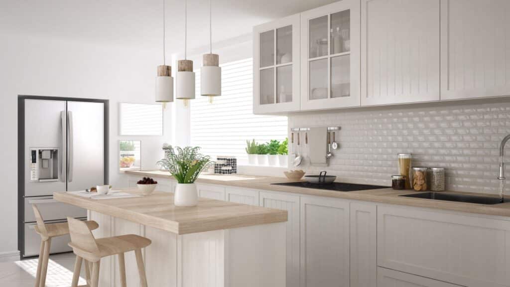 Elegant kitchen with white shaker cabinets