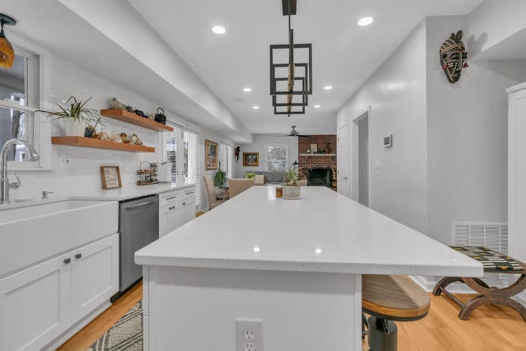 Elegant white kitchen island