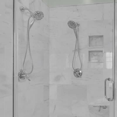 White shower with silver hardware