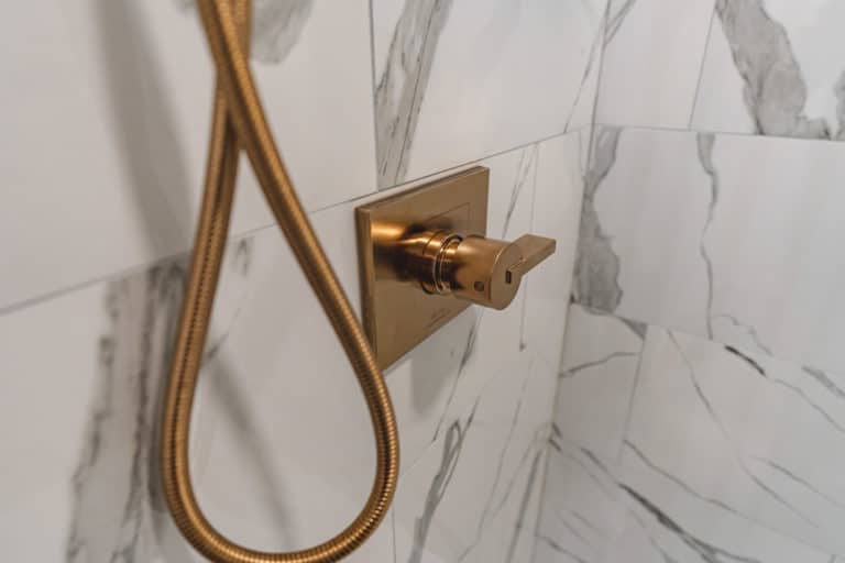 Shower with gold hardware