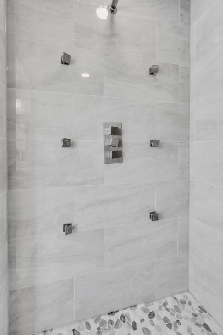 Elegant shower with black hardware