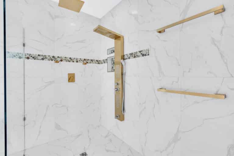 White walk-in shower