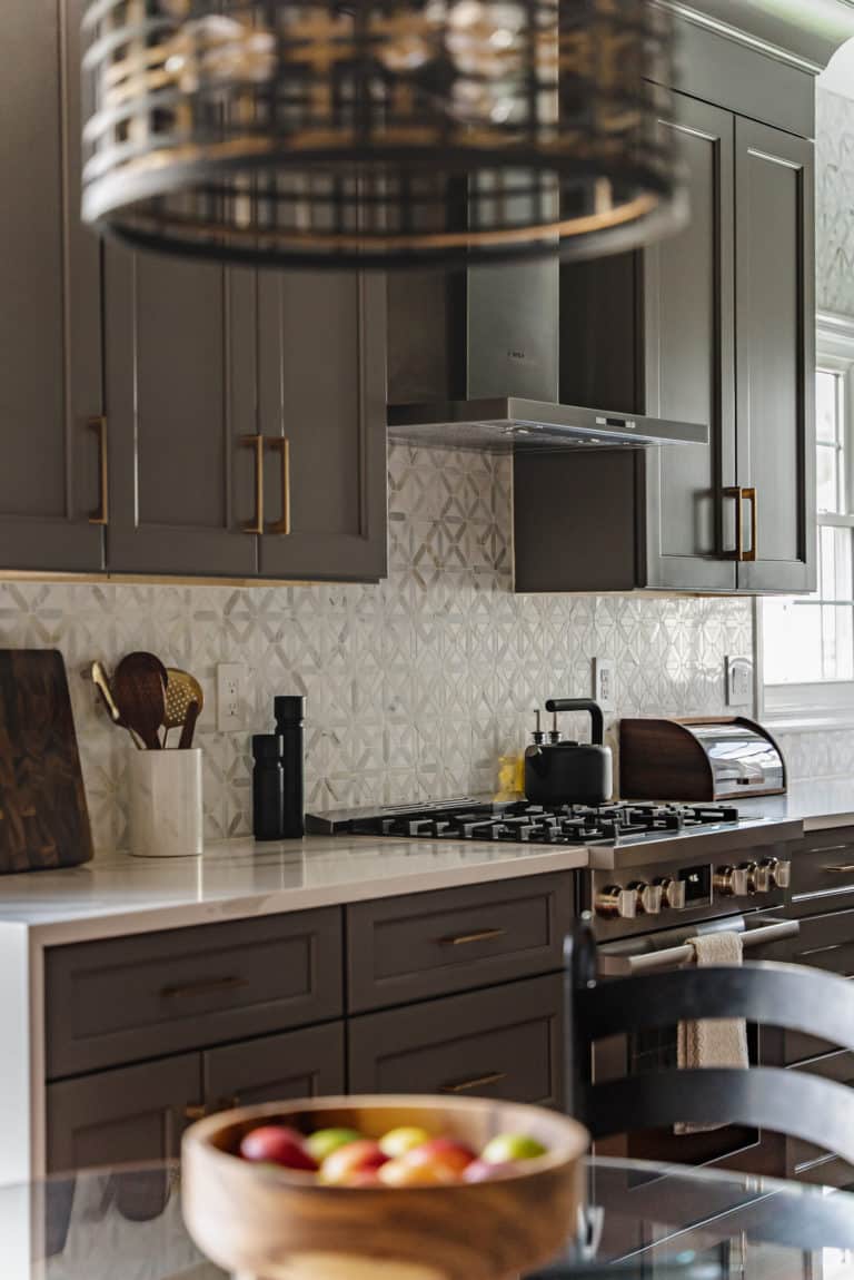 kitchen with grey shaker cabinets