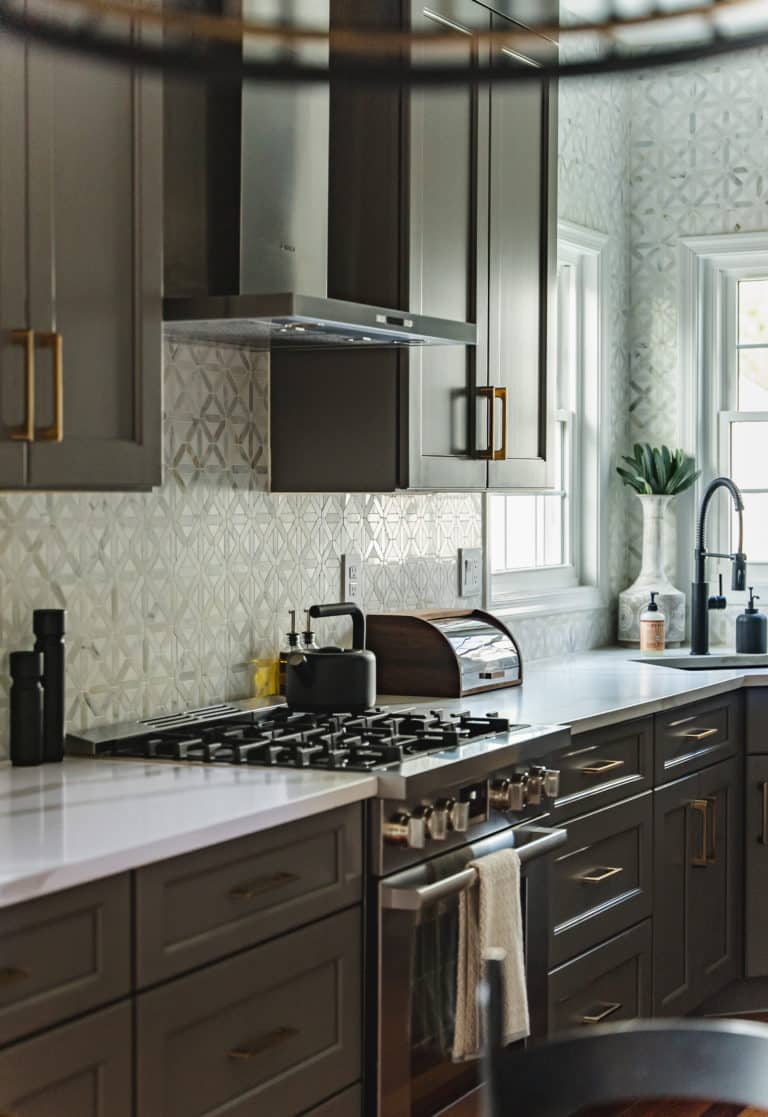 kitchen with grey shaker cabinets