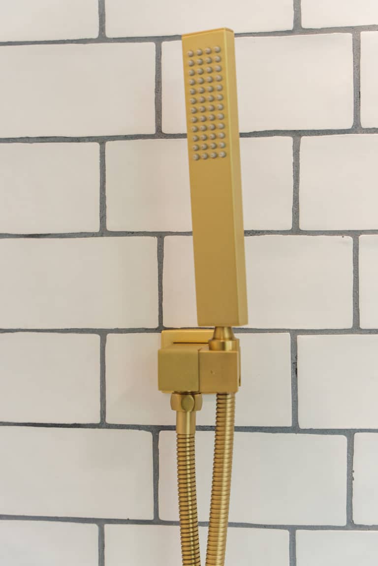 Shower with gold hardware