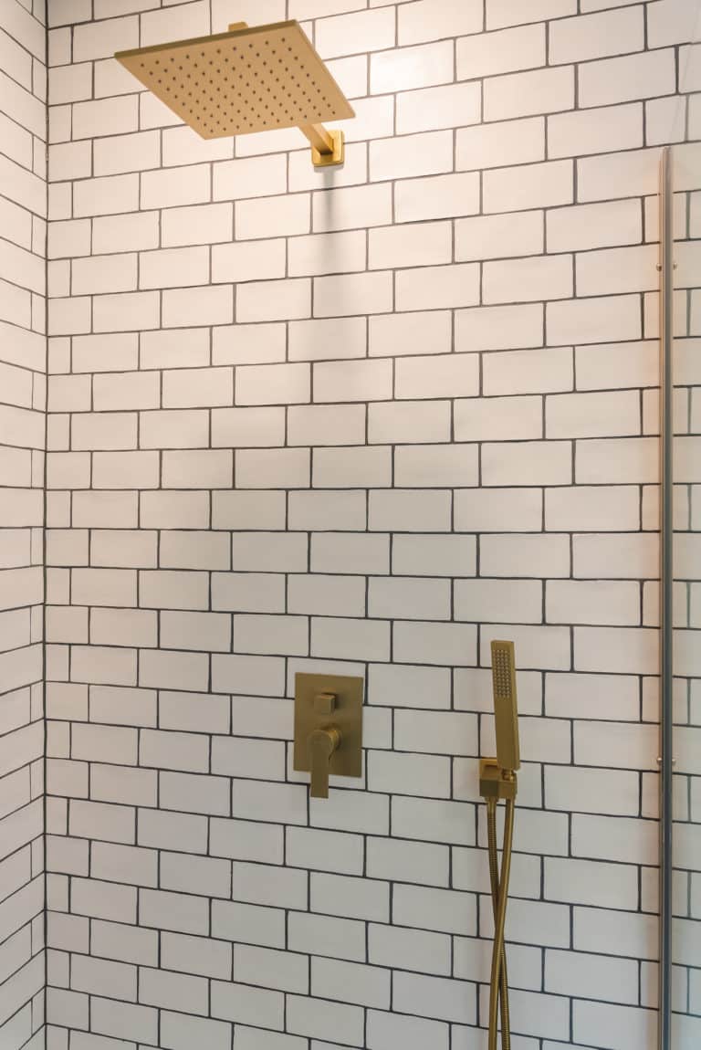 Shower with gold hardware