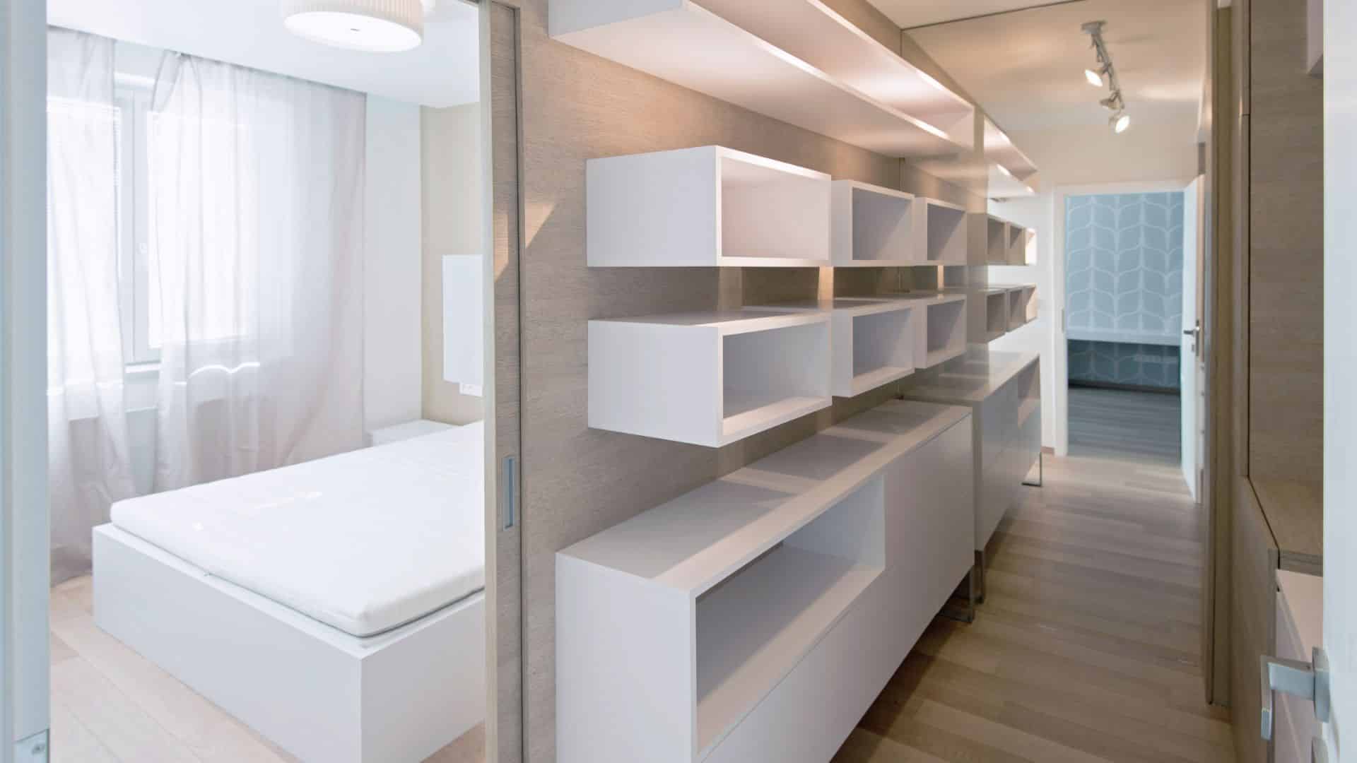 Elegant custom closet design in white color
