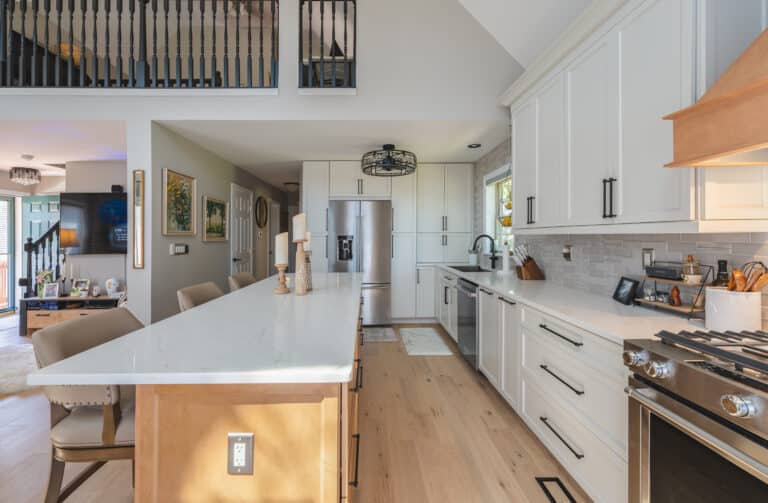 White kitchen cabinets on Kitchen and Bathroom Project in Louisa, VA