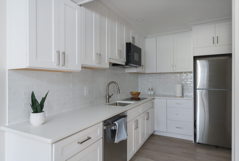 White cabinets with gold hardware