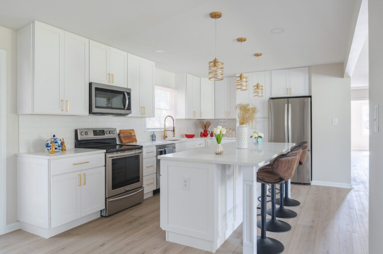 Spacious kitchen with white cabinets for remodeling service in winchester va