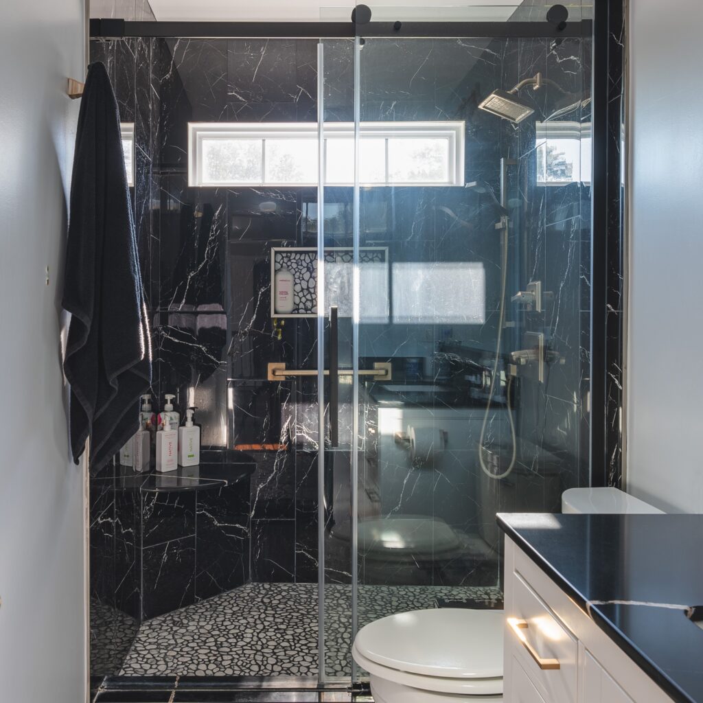 Bathroom Remodel In Nokesville, VA Shower view, toilet, and vanity