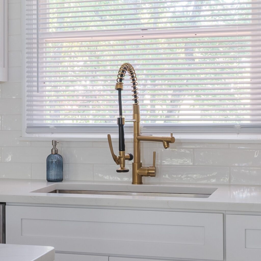 Gold sink and undermount faucet