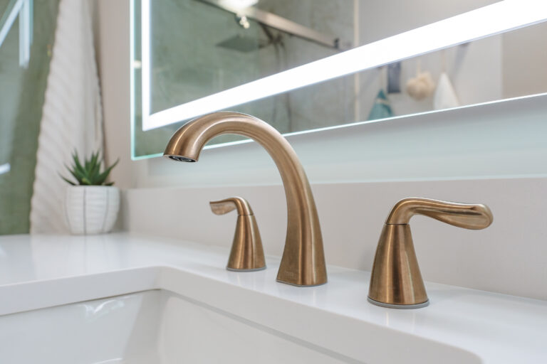 Bronze faucet in bathroom