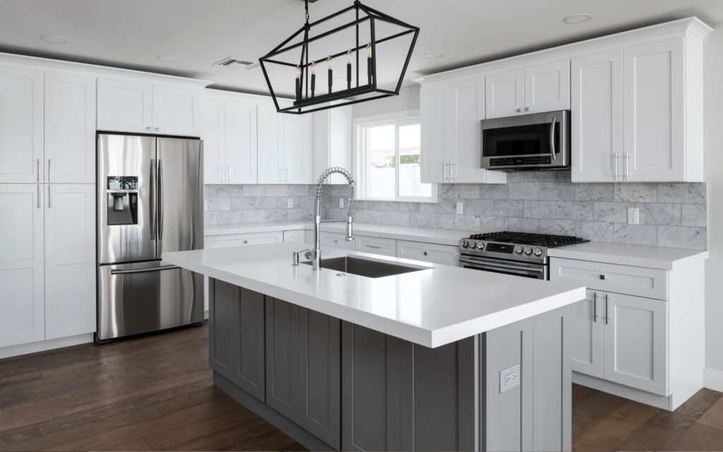 White kitchen with quality kitchen cabinet hardware Remodeling Company in Lyons Corner MD