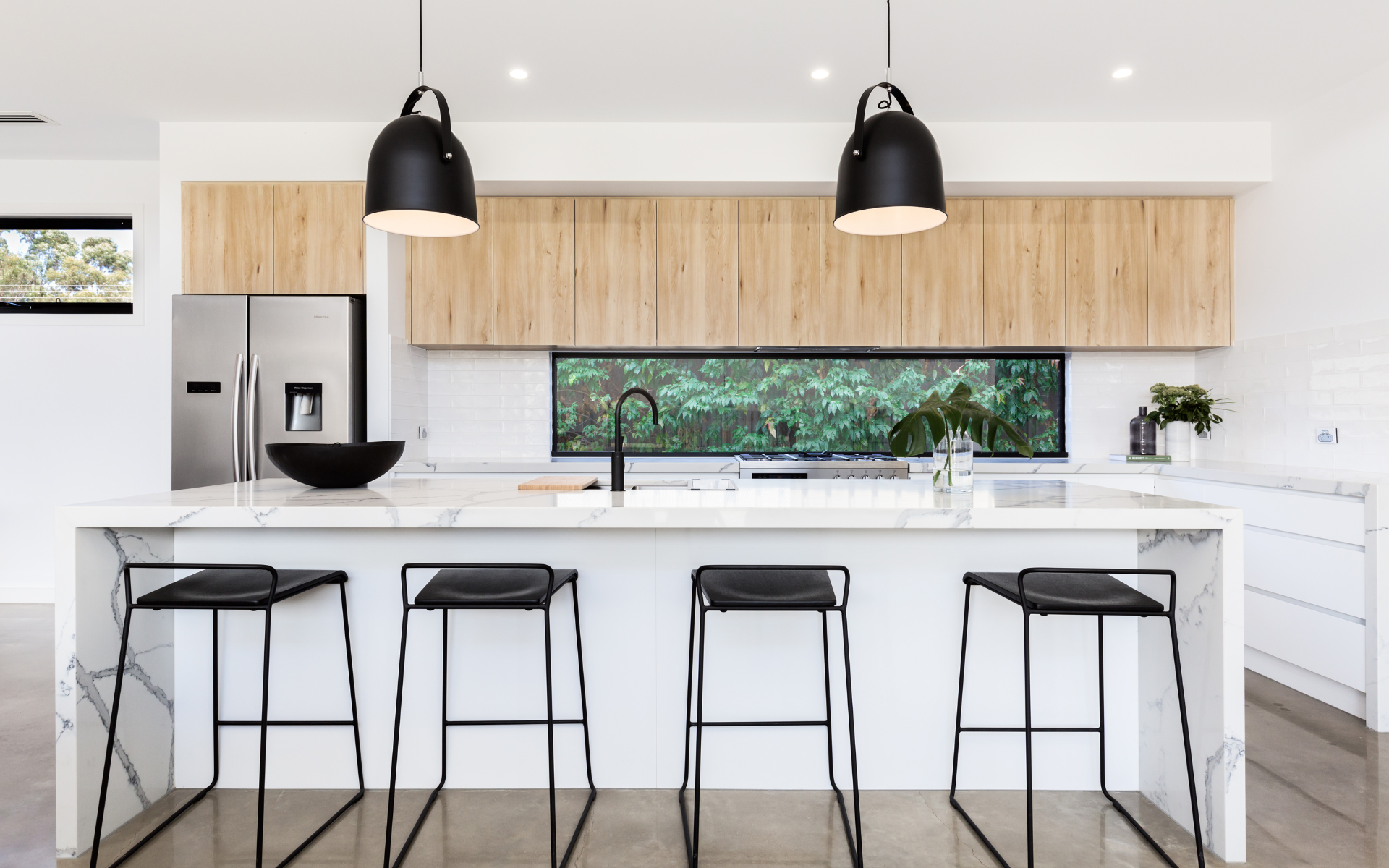 Kitchen with white tops