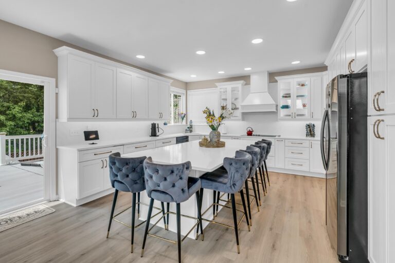 Luxurious White and Gold Kitchen and Bath Remodel