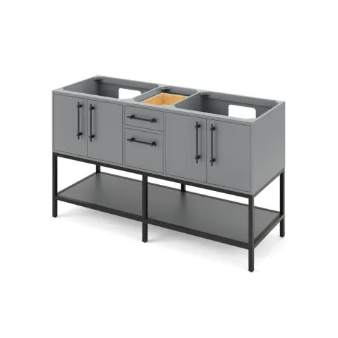 60" Pascal Double Sink Vanity Gray