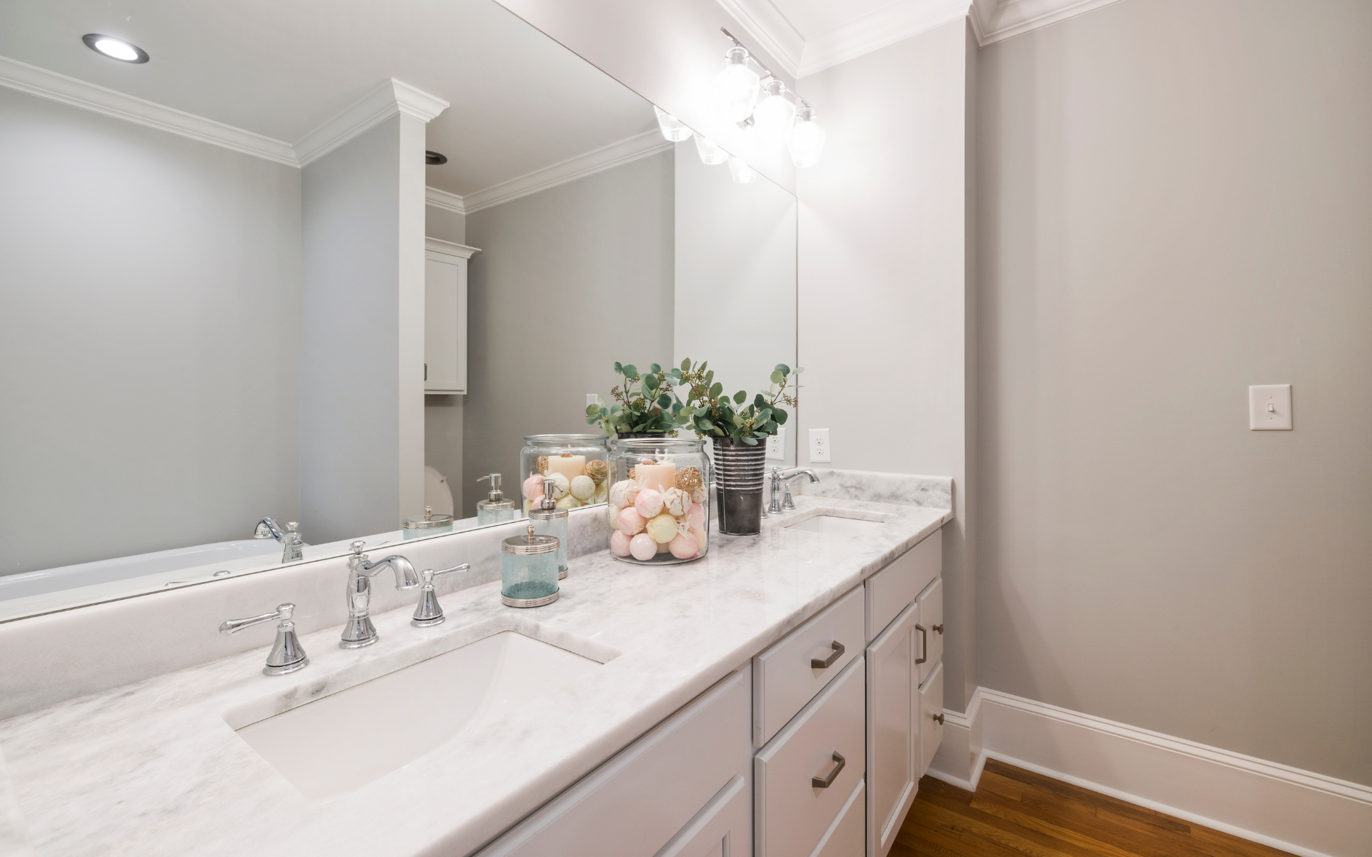 Bathroom vanities with marble countertops