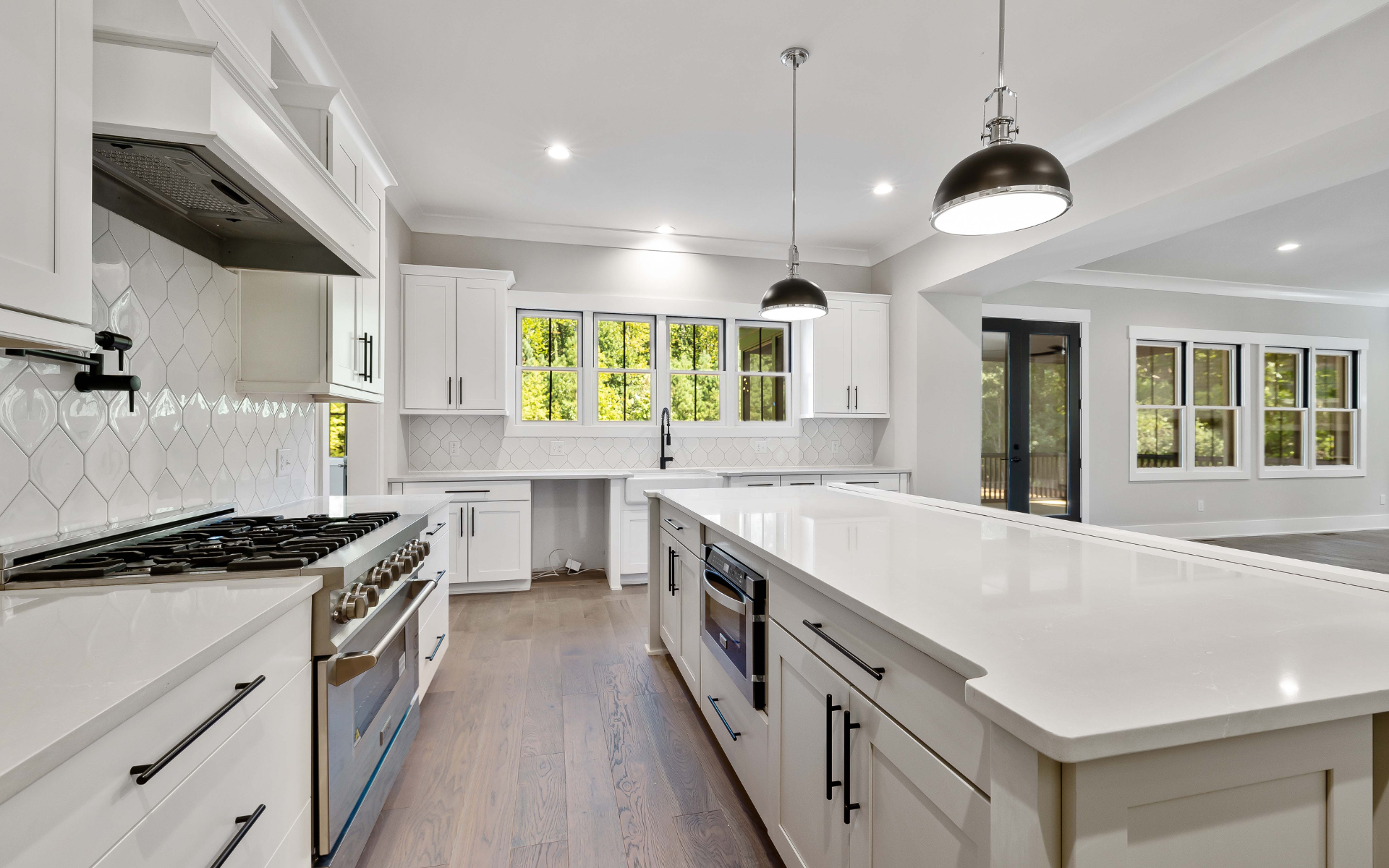 Matte Black hardware on white cabinets