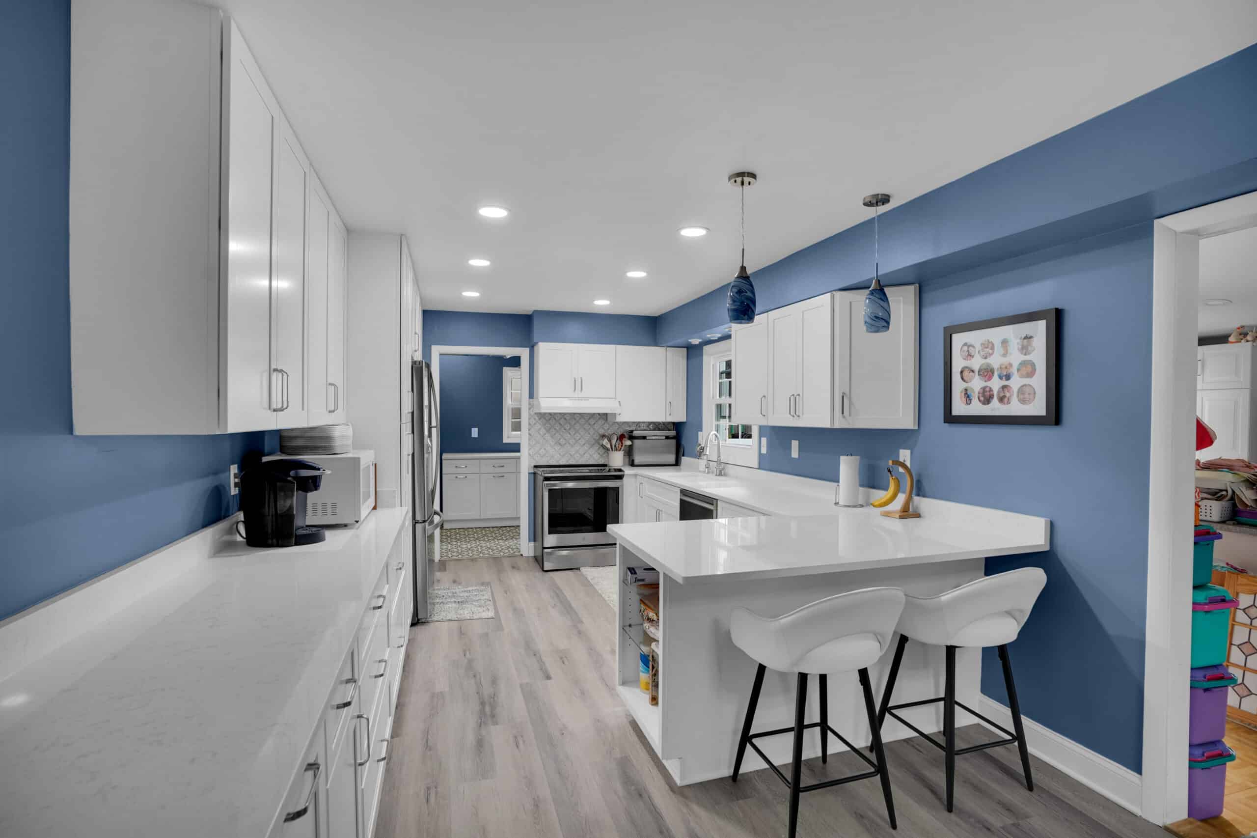 White Shaker Kitchen Remodel in Fairwood with Blue Accents