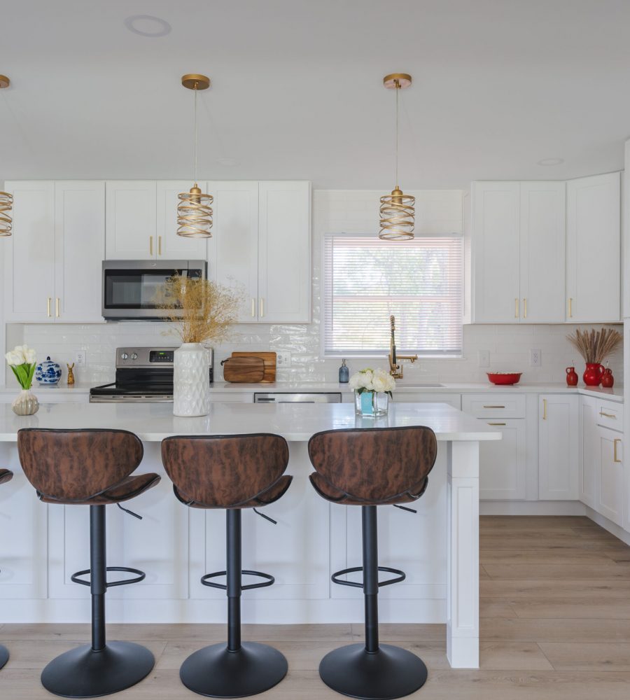 Kitchen Remodel In Nokesville, VA with white cabinets, and kitchen island